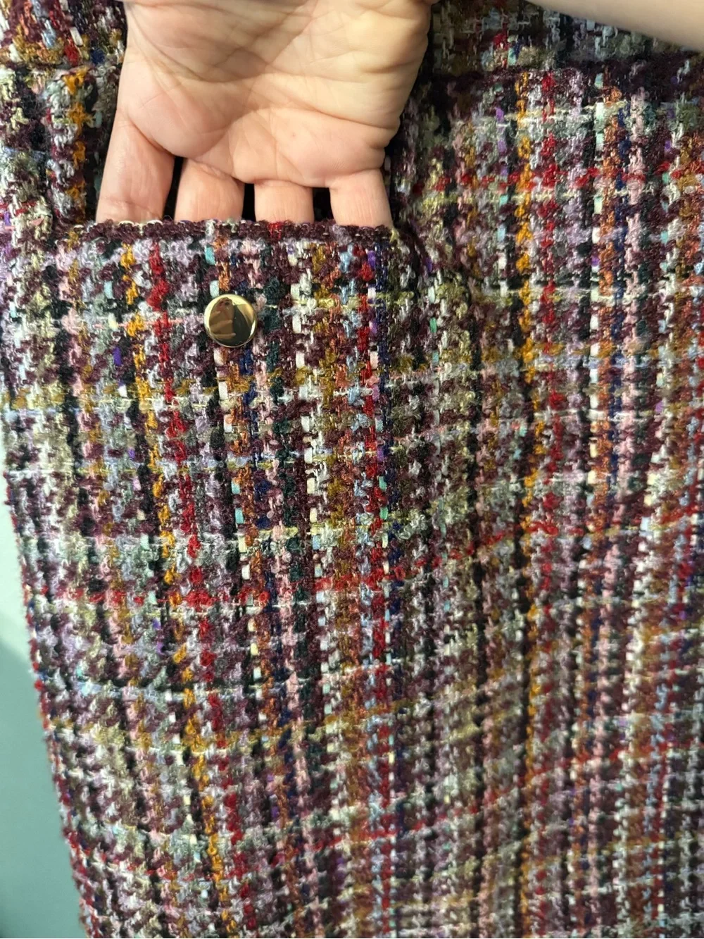 NWT LOFT Tweed Mini Skirt Red Pink Multicolor Size 6 Women